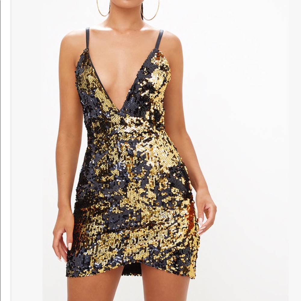 Gold/black sequin dress